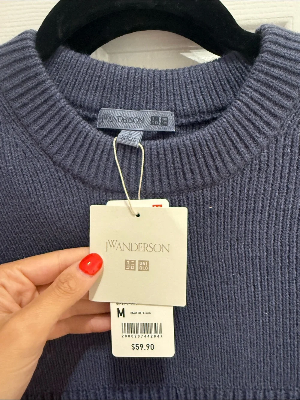 JW ANDERSON Men’s Rib-Knit Crewneck Sweater — Blue, Yellow, Red